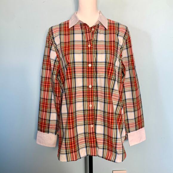 J. Crew Classic Fit Poplin Button Down in Snowy Tartan Plaid Size 8 - Picture 2 of 9